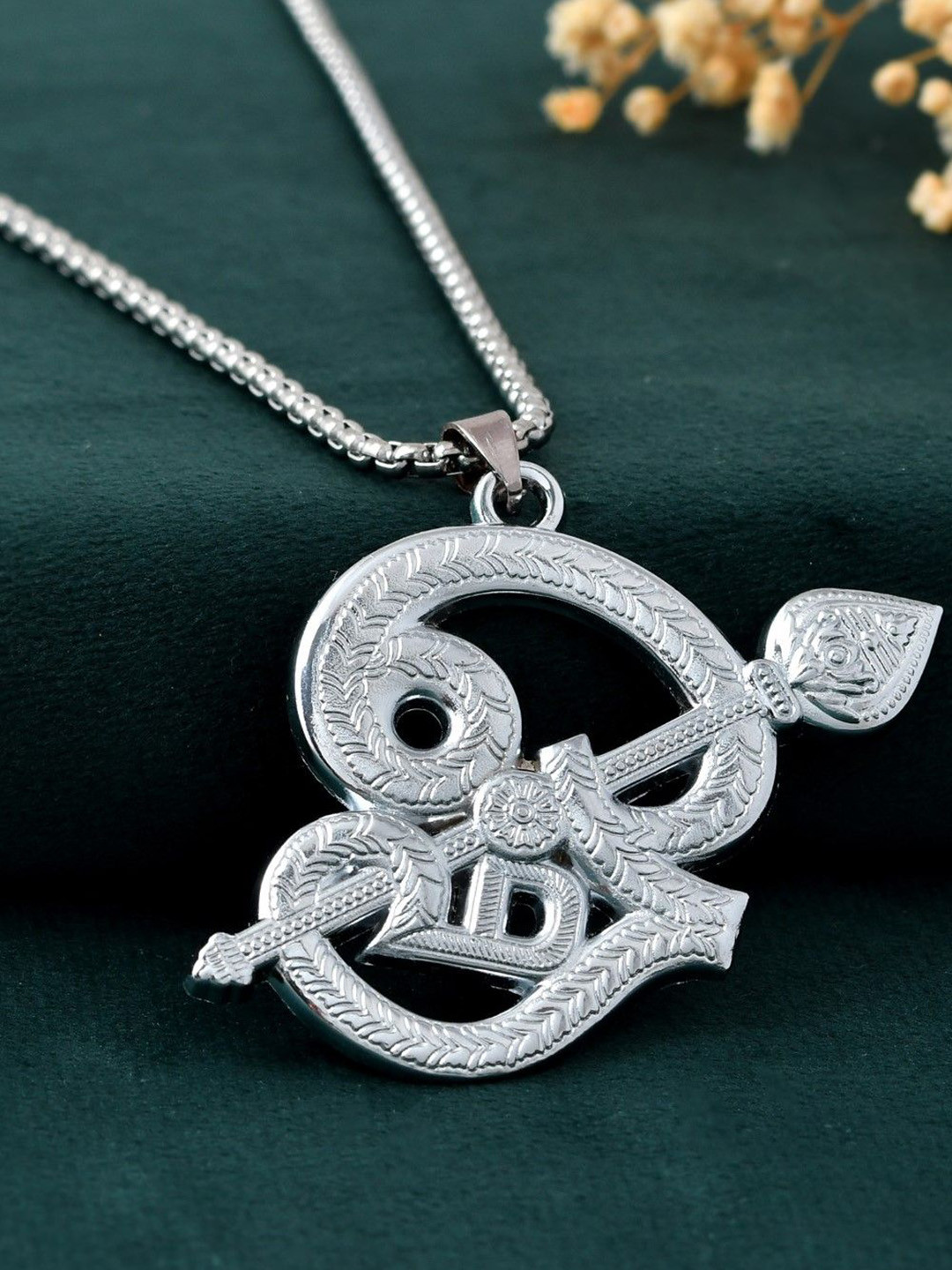 AGARWALPRODUCT Unisex Stainless Steel Silver-Plated Vel God Pendant With Chain