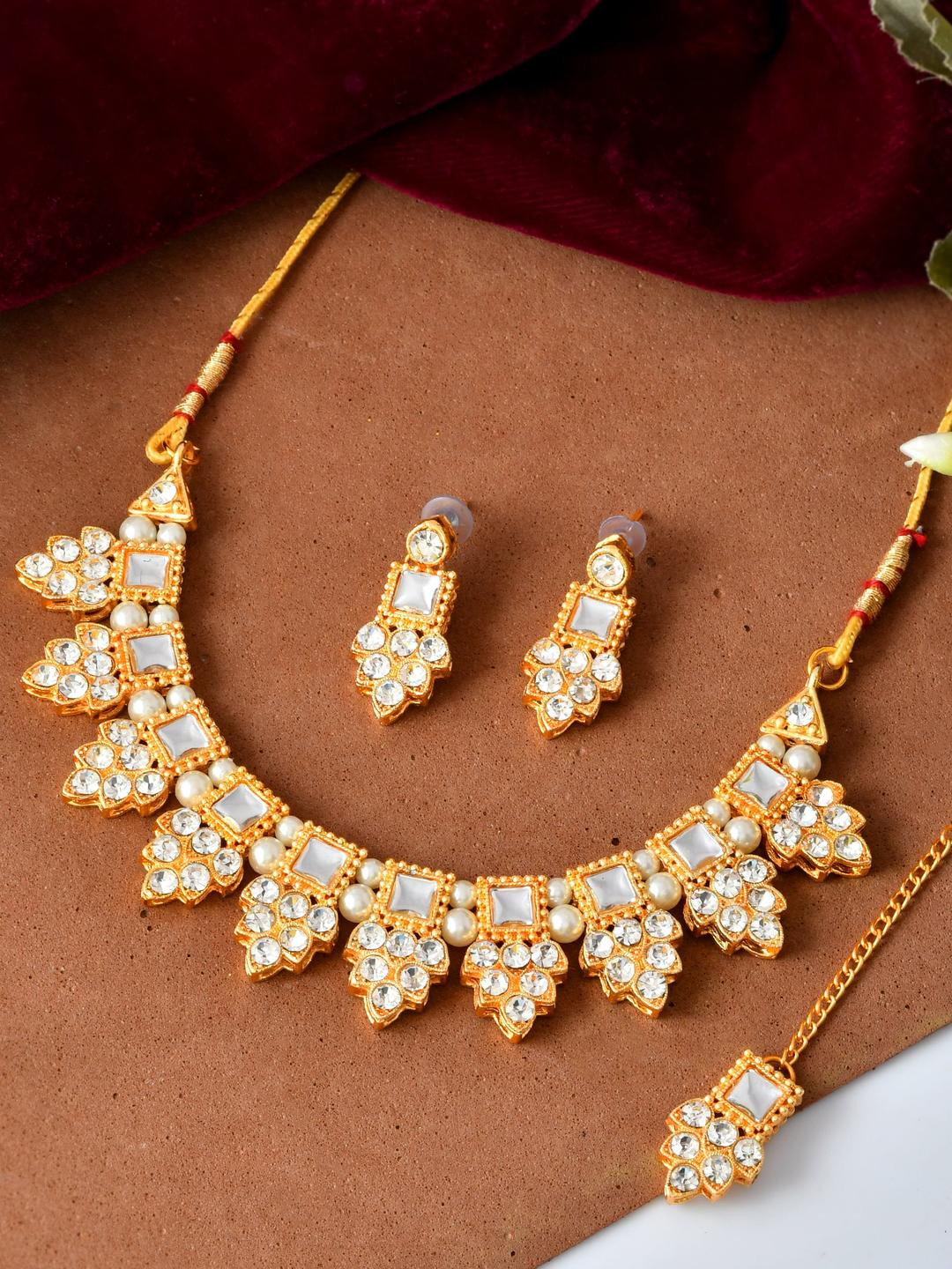 Anouk Gold-Plated Brass Artificial Beads Necklace & Earrings