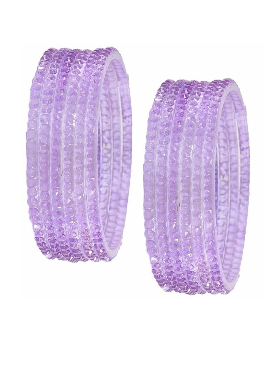 Guddan Set of 12 Lavender Glass Crystal Bangles