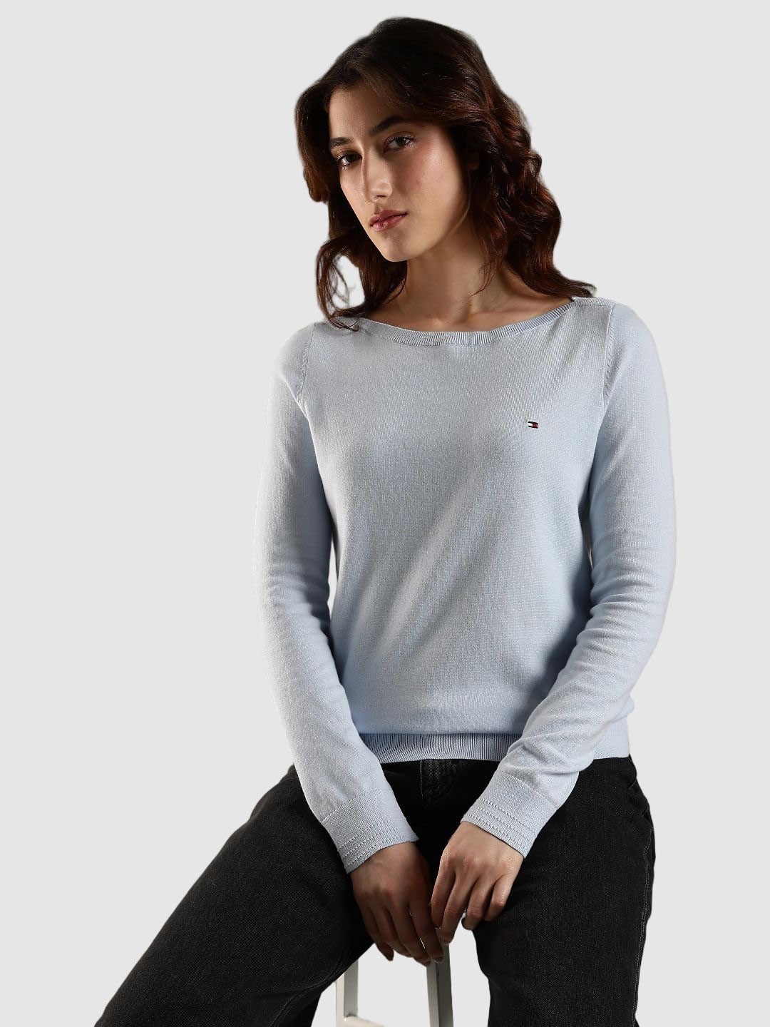 Tommy Hilfiger Usa Women Boat Neck Cotton Pullover
