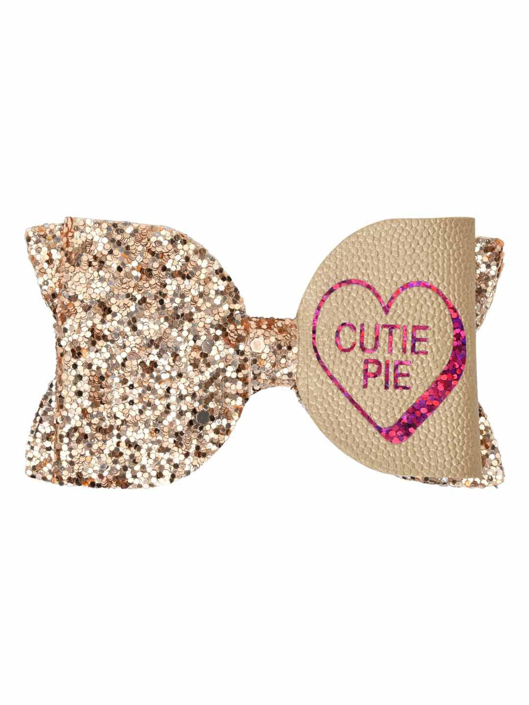 Aye Candy Girls Cutie Pie Text Bow on Alligator Clip
