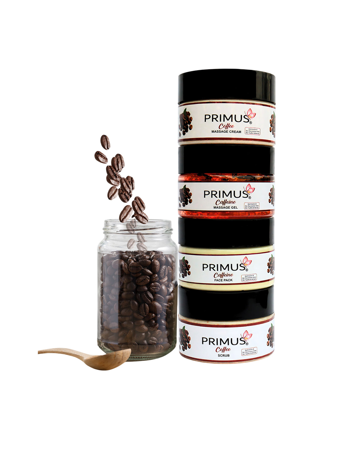 PRIMUS 4 Steps Facial Kit With Coffee Extract For Face & Body - 200 g Each