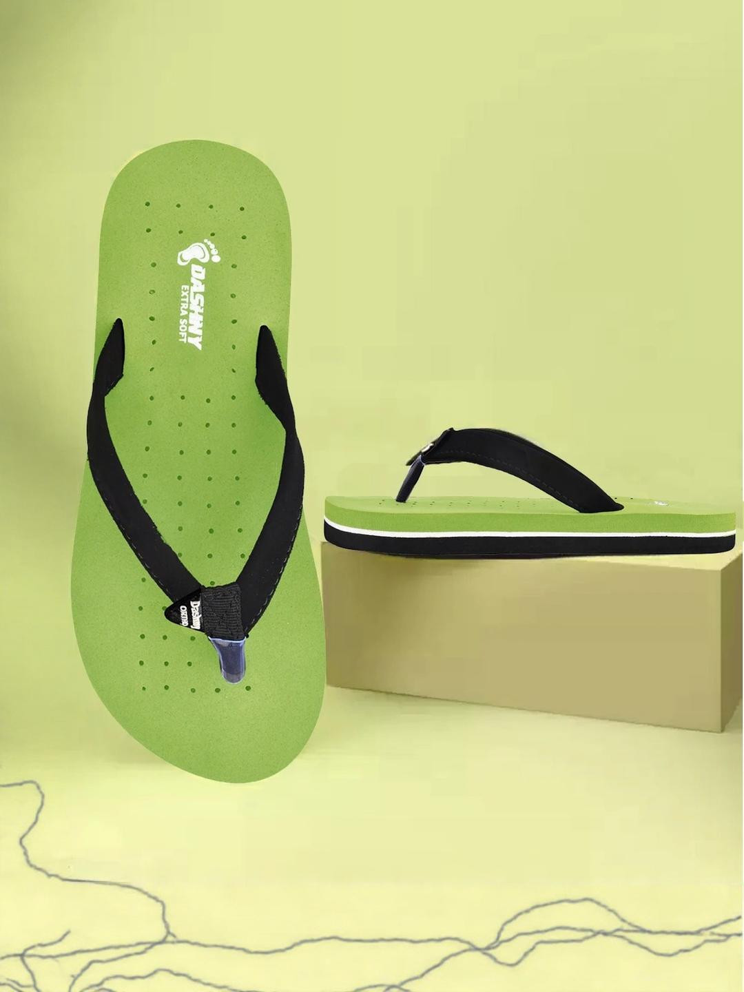 DASHNY Women Olive EVA Flip Flops
