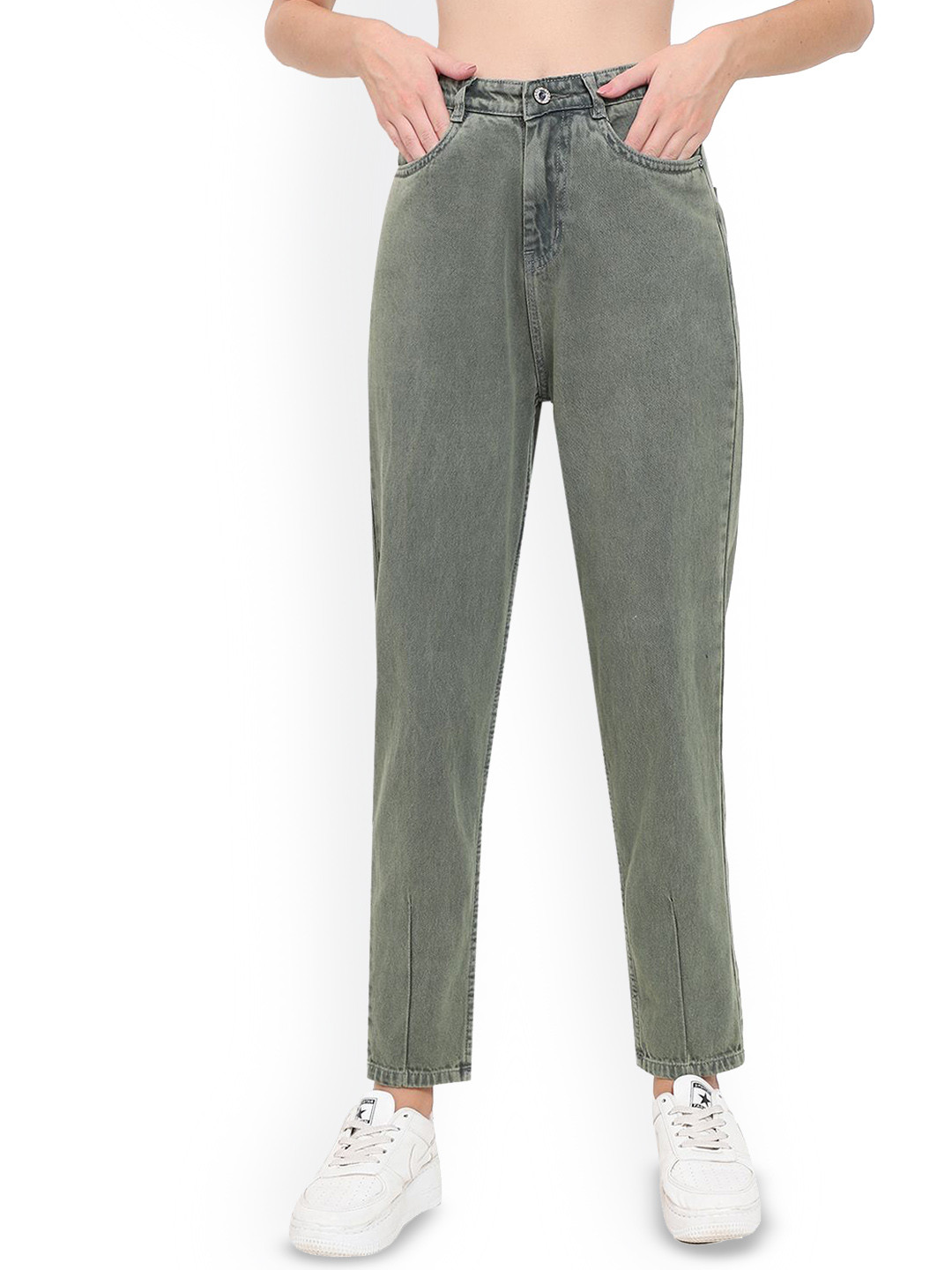 God's Club Women Mom Fit High-Rise Light Fade Jeans