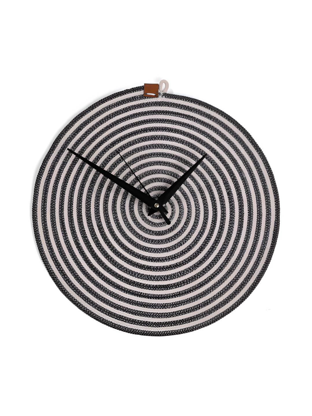 Umami Studio Grey & White Round Shaped Striped Printed Contemporary Analogue Wall Clock