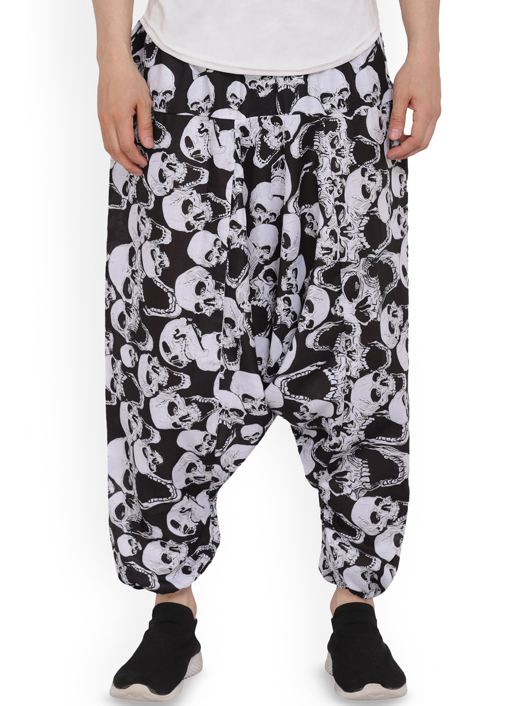 WHITEWHALE Unisex Loose Fit Graphic Printed Mid-Rise Harem Pants