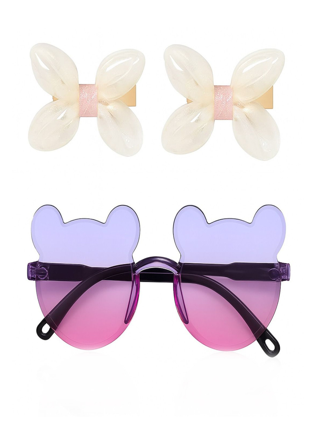 ANNA CREATIONS Girls Set Of 2 Fashion Cute Bow Hair Clip & Sun Goggles