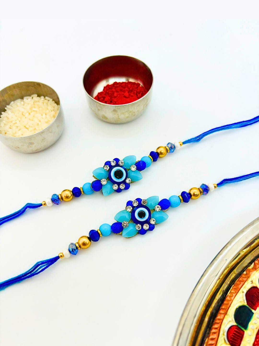 Sangria 2Pcs Blue Evil Eye Rakhis