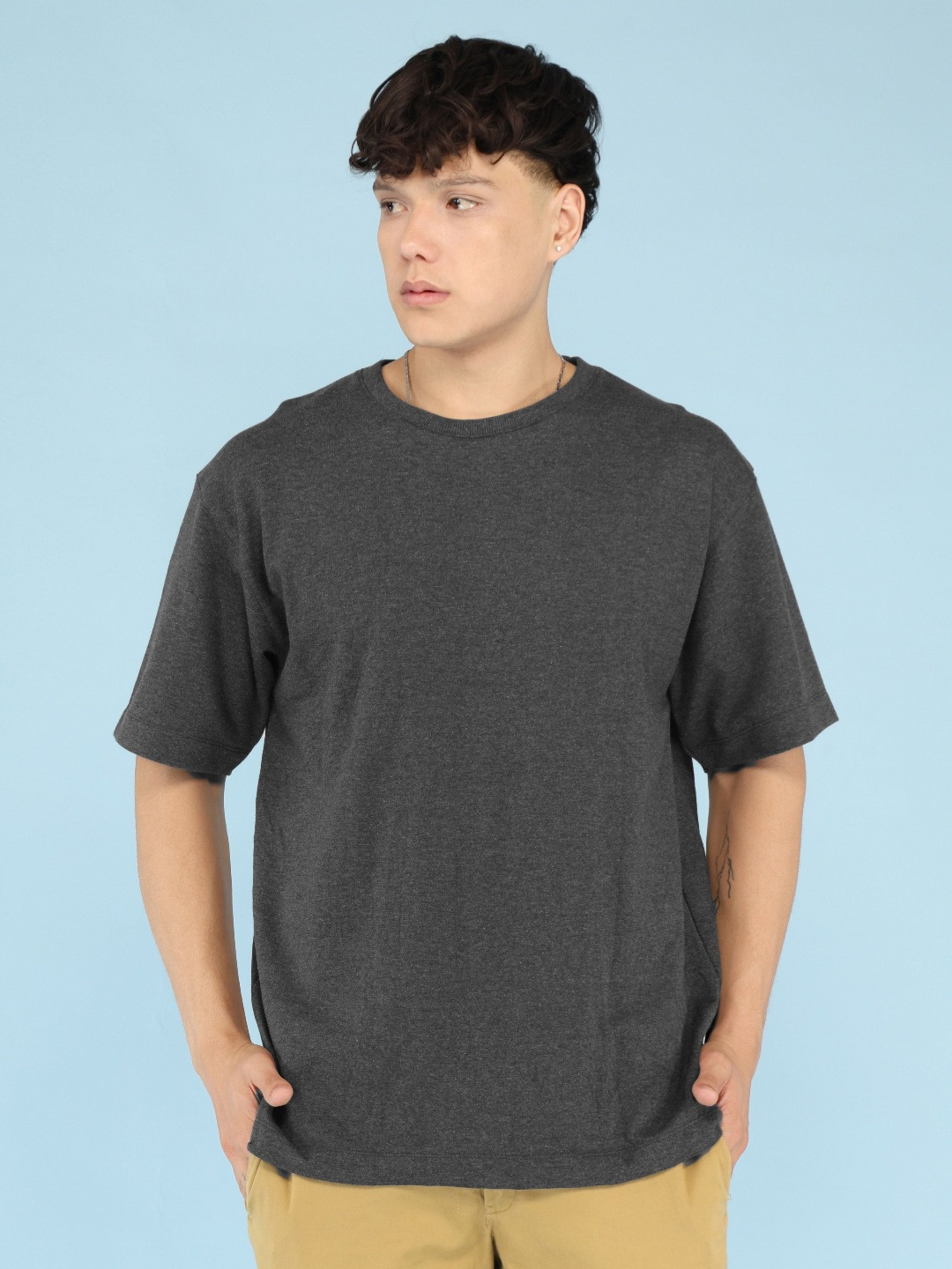 LUMICCHI Drop Shoulder Sleeves Round Neck 100% Pima Cotton Oversized T-shirt