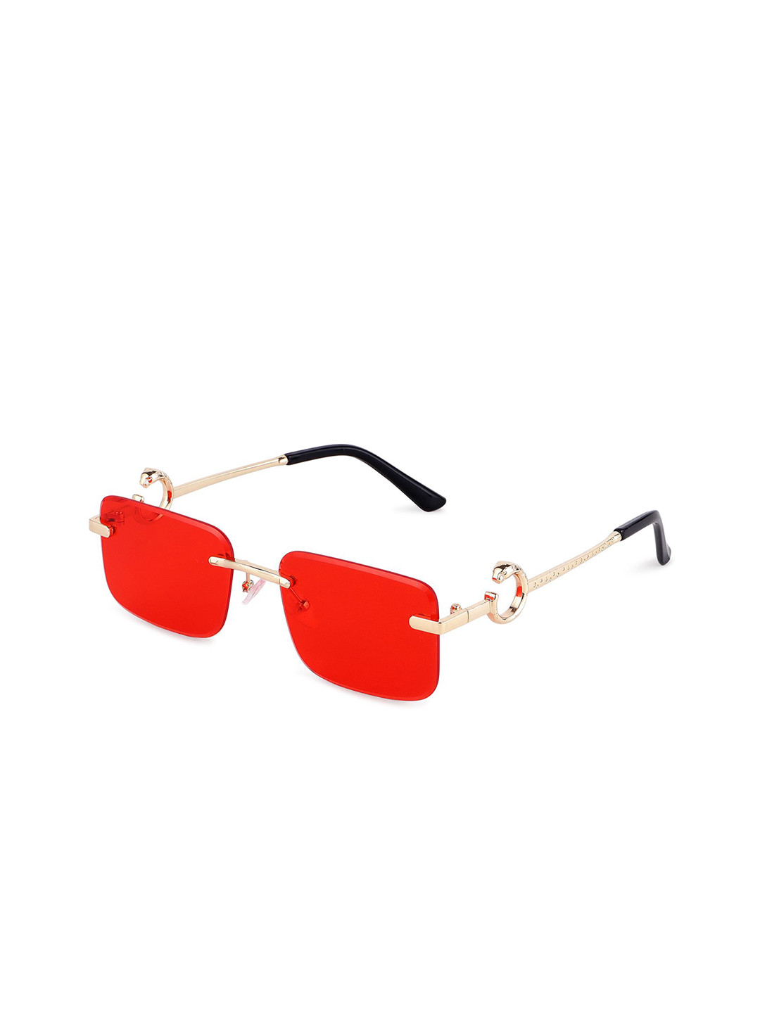 HASHTAG EYEWEAR Unisex Rectangle with with UV Protected Lens Sunglasses RL-125122-GLD.Red