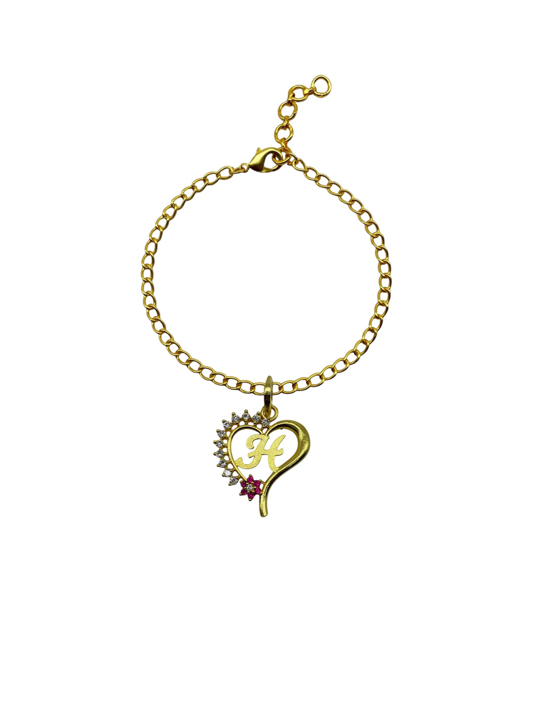 Digital Dress Room Artificial Stones Studded H Letter Heart Pendant Wraparound Rakhi