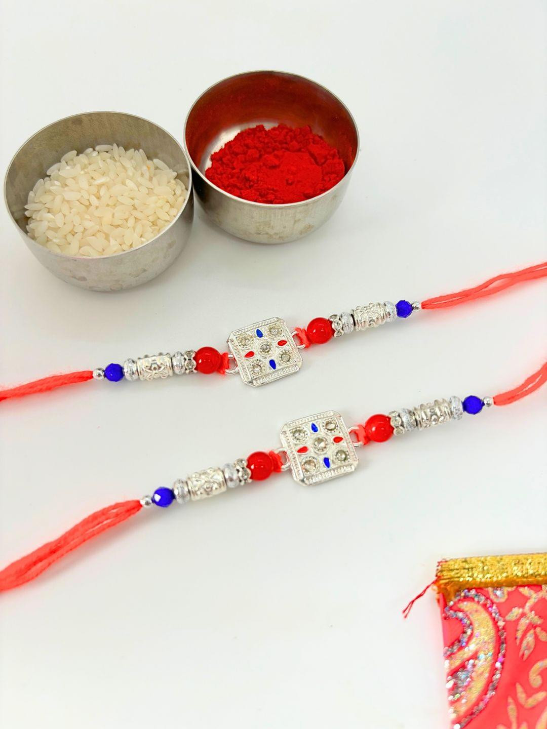 Tipsy closet 2Pcs Silver Wraparound Rakhis