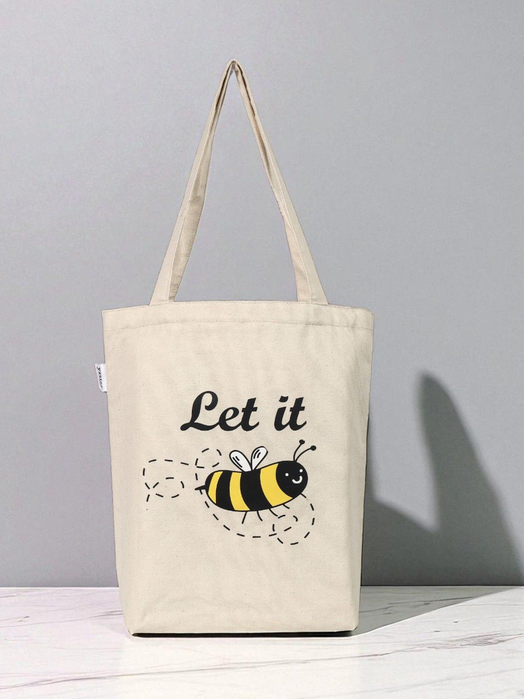 Juteka Typography Printed Cotton Shopper Tote Bag