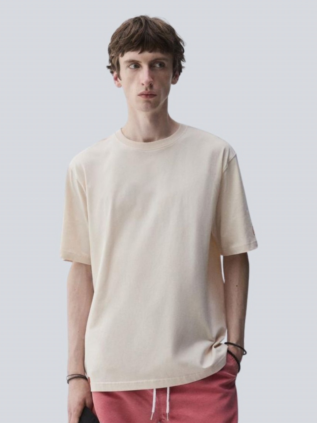 SMAN Crew Neck Drop-Shoulder Sleeves Cotton Oversized T-shirt