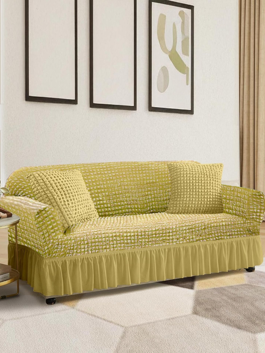 Aura Beige Bubble Design 2 Seater Sofa Cover