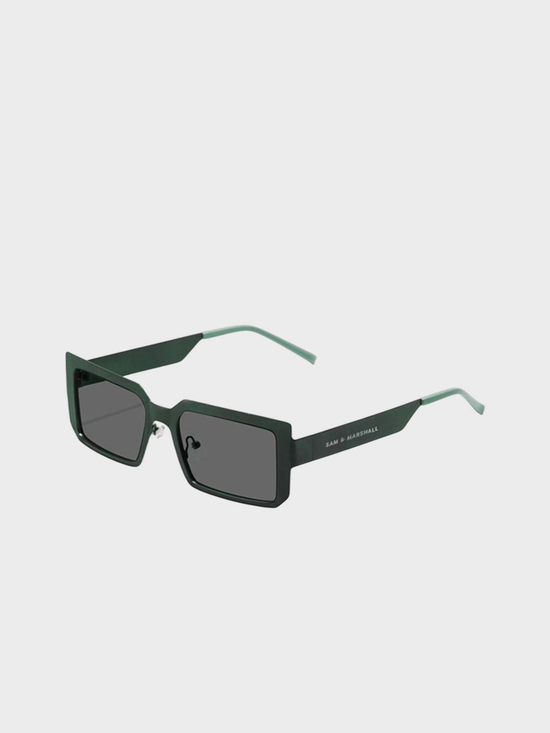 SAM & MARSHALL Unisex Black Lens & Green Rectangle Sunglasses with