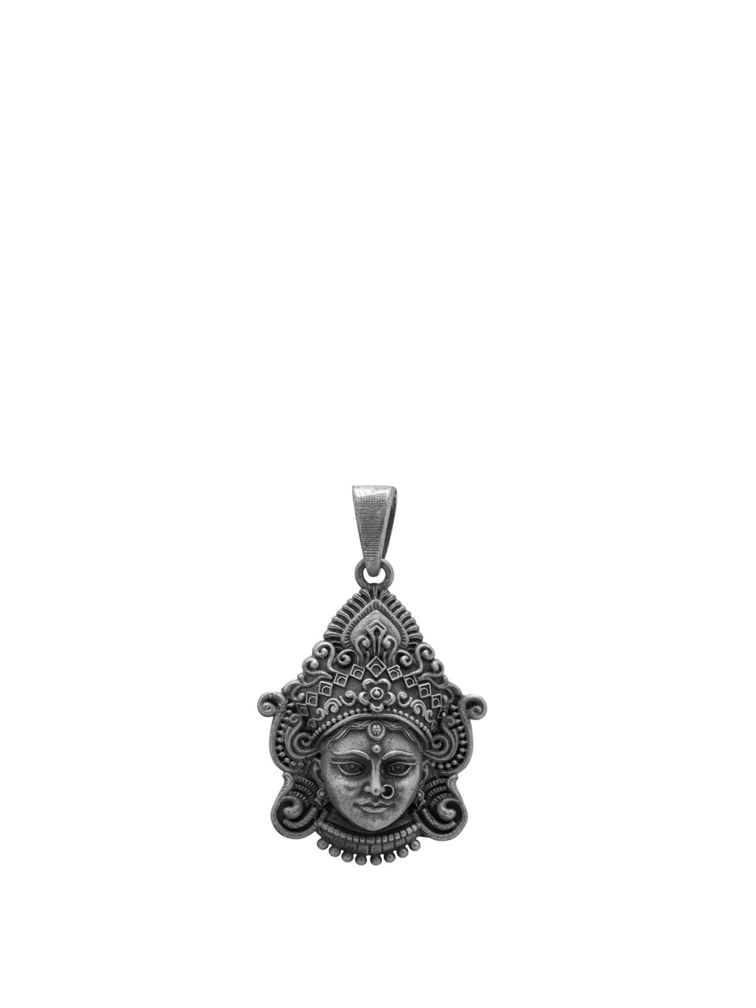 Exotic India Unisex Sterling Silver Goddess Durga Pendant