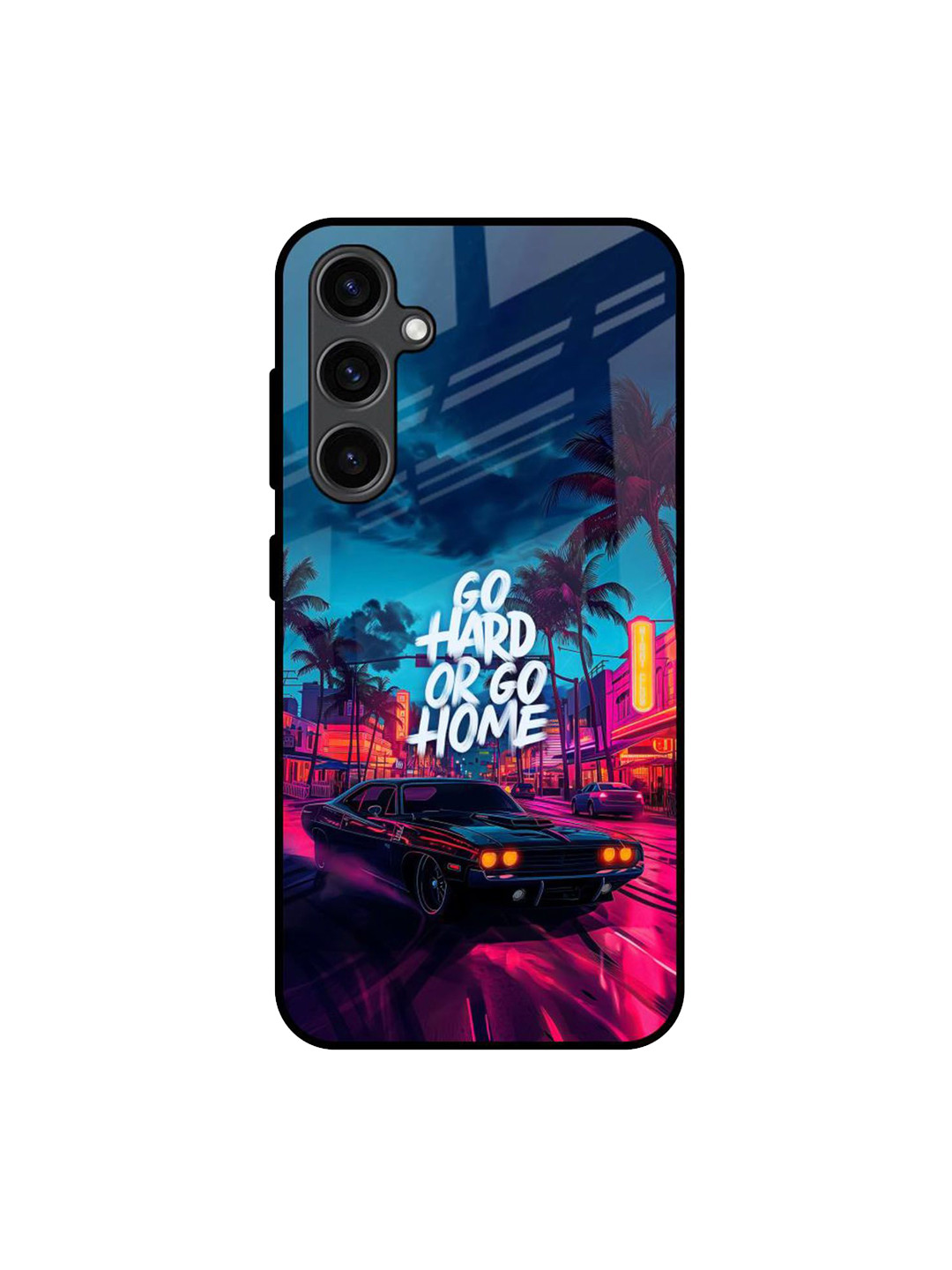 QRIOH Hustle Hard Printed Lightweight Silicone Samsung Galaxy S23 FE 5G Glass Back Case