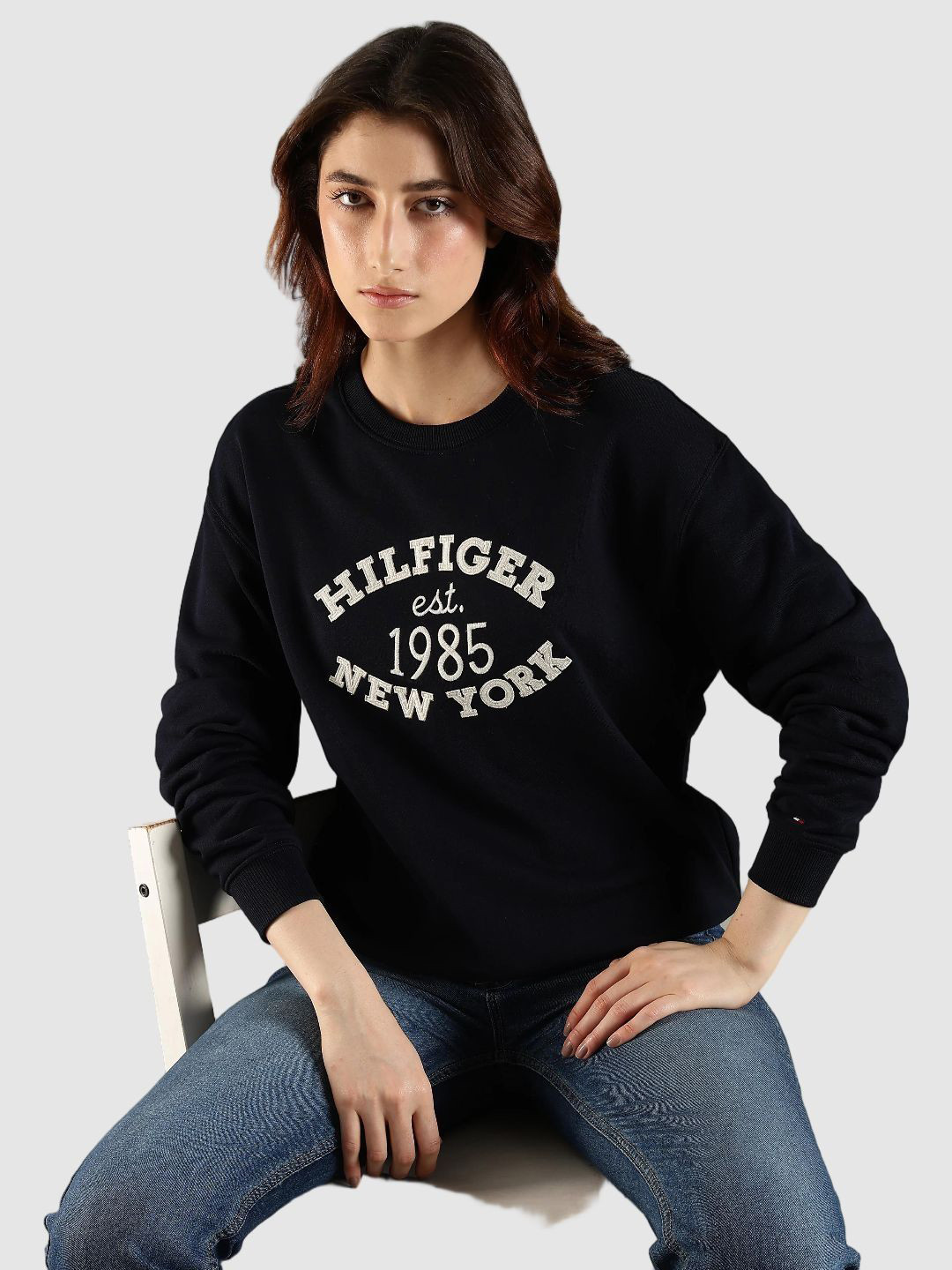 Tommy Hilfiger USA Women Brand Logo Printed Crew Neck Sweatshirt