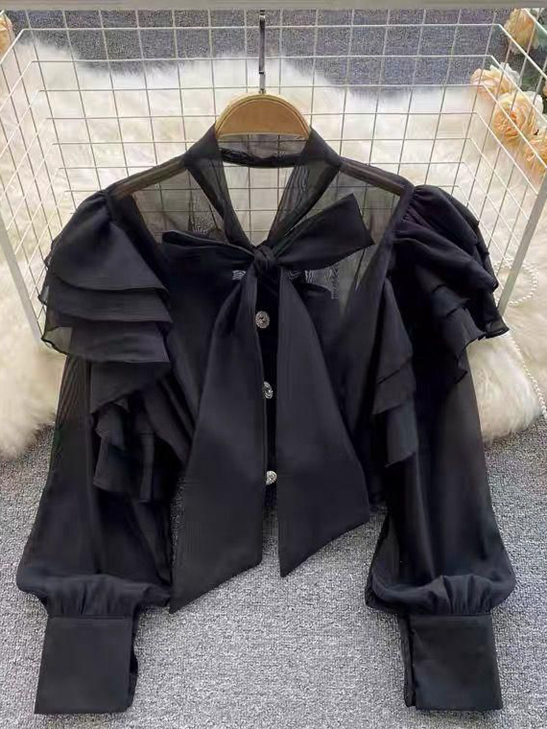 Miss Mosa By Akanksha  Women Black Cevia Statement Blouse Top