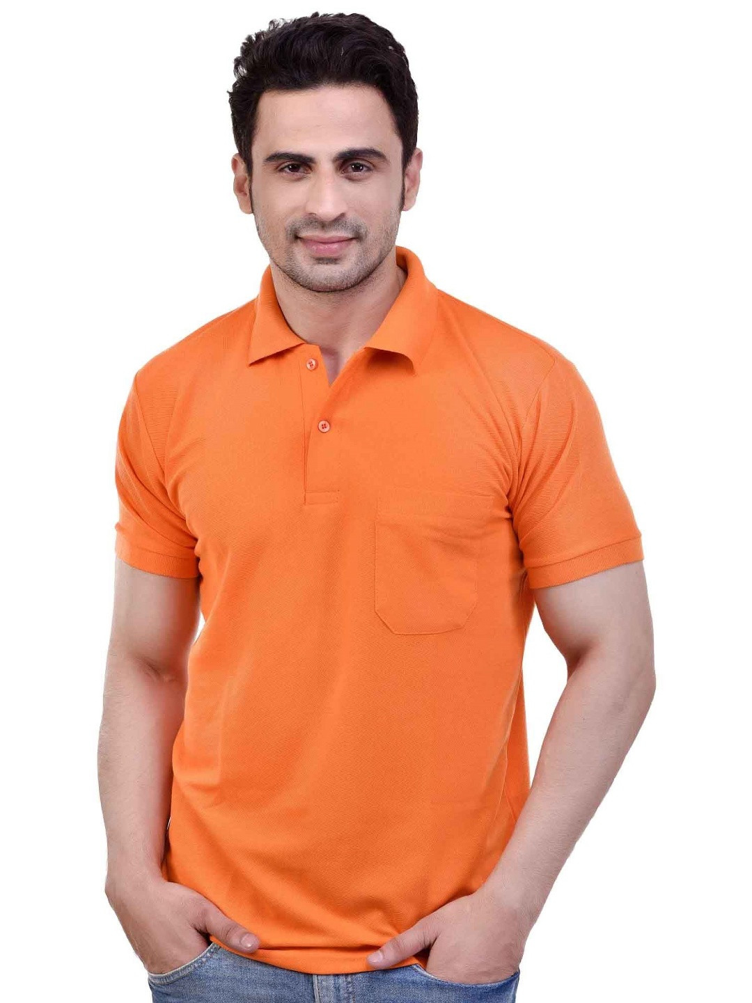 SMAN Men Solid Polo Collar Cotton T-shirt