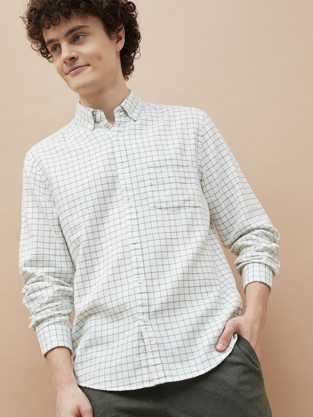 Fame Forever by Lifestyle Men Grid Tattersall Checked Cotton Casual Shirt