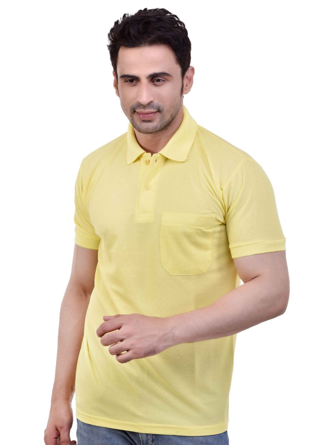 SMAN Men Solid Polo Collar Cotton T-shirt