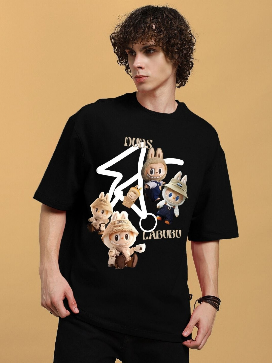 WEARDUDS Labubu Gang Round Neck Short Sleeves Oversized Pure Cotton T-Shirt