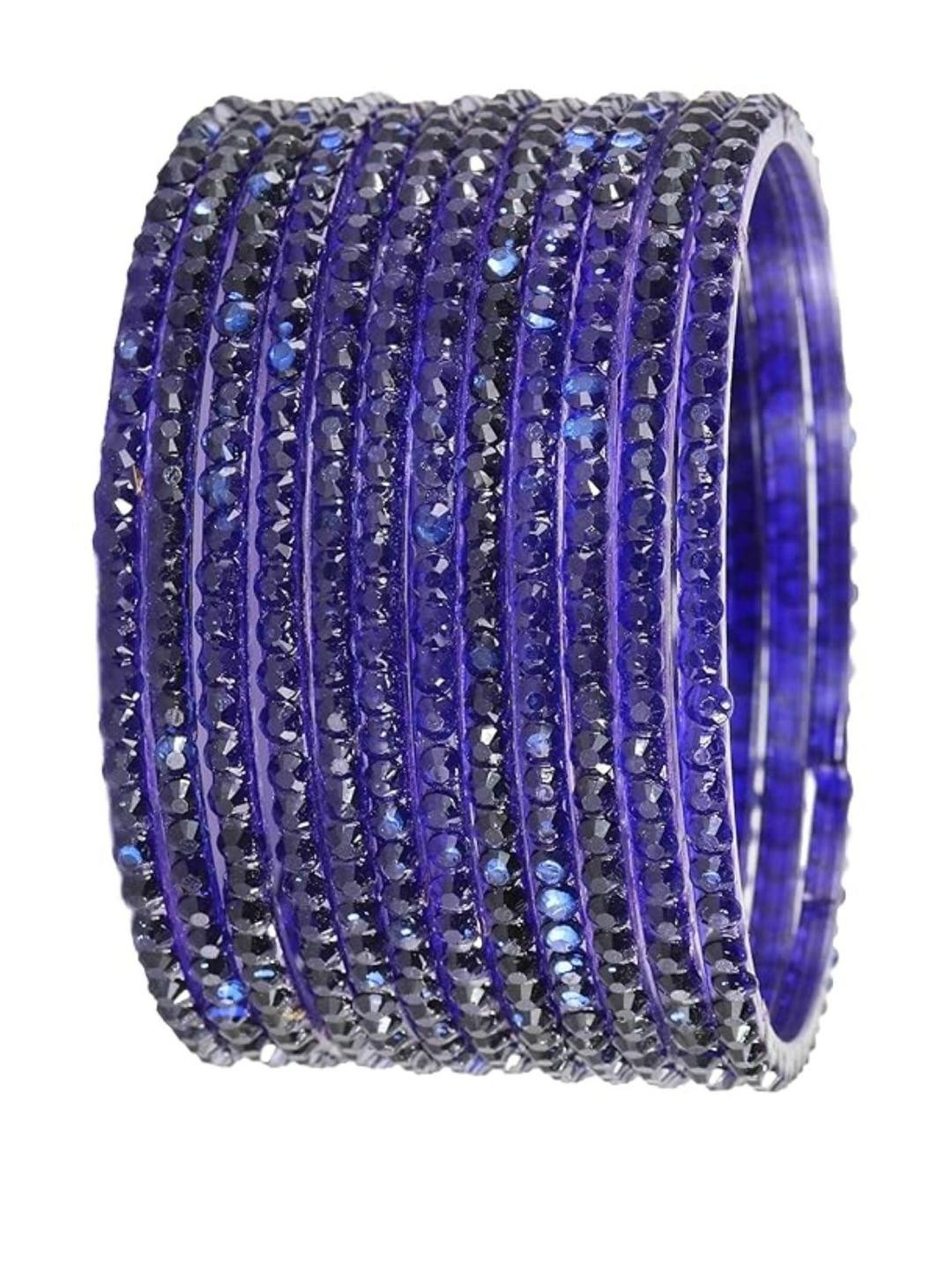Guddan Set of 12 Navy Glass Crystal Bangles