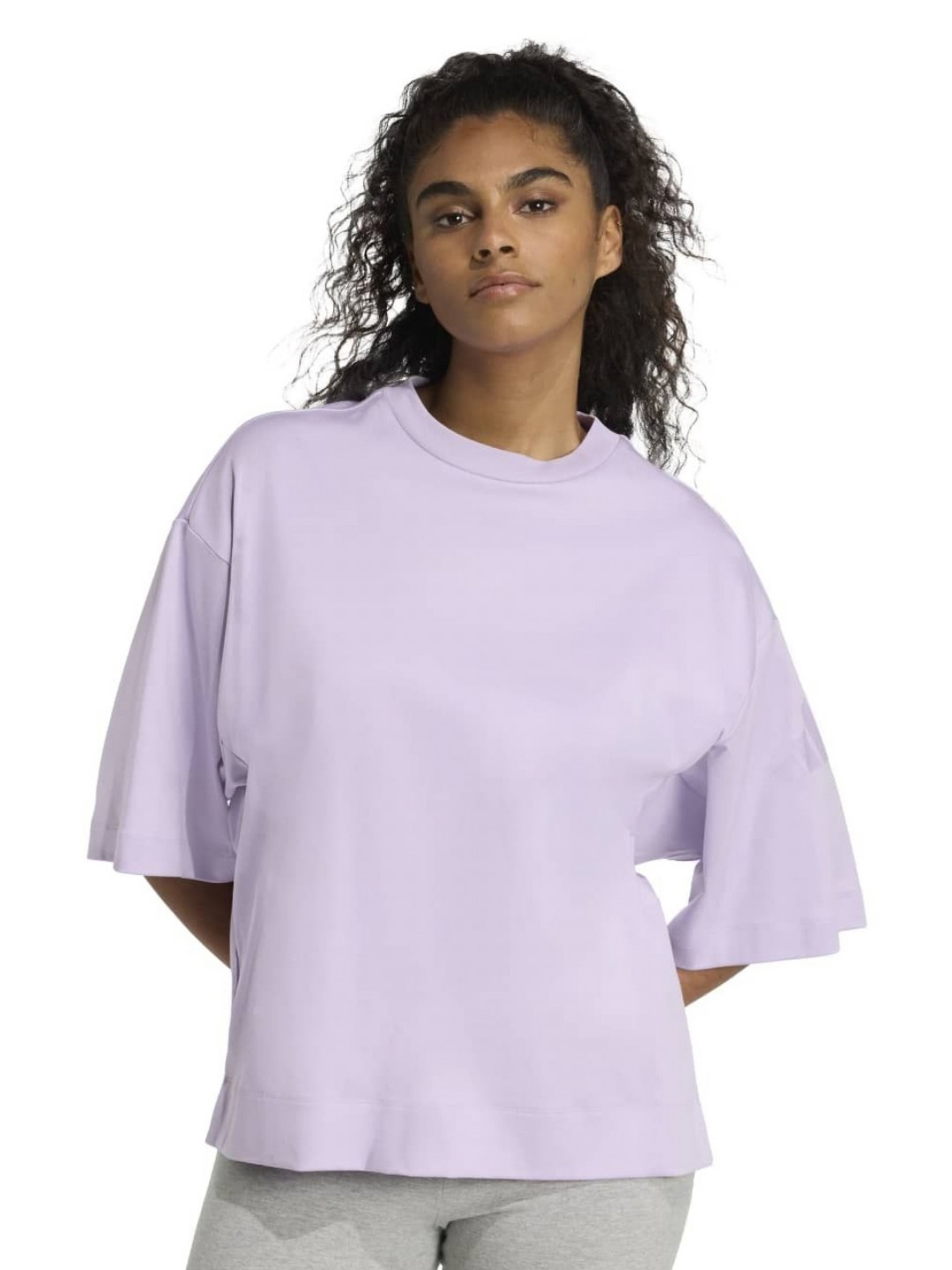 ADIDAS Women Solid Oversized Fit Round Neck T-shirt