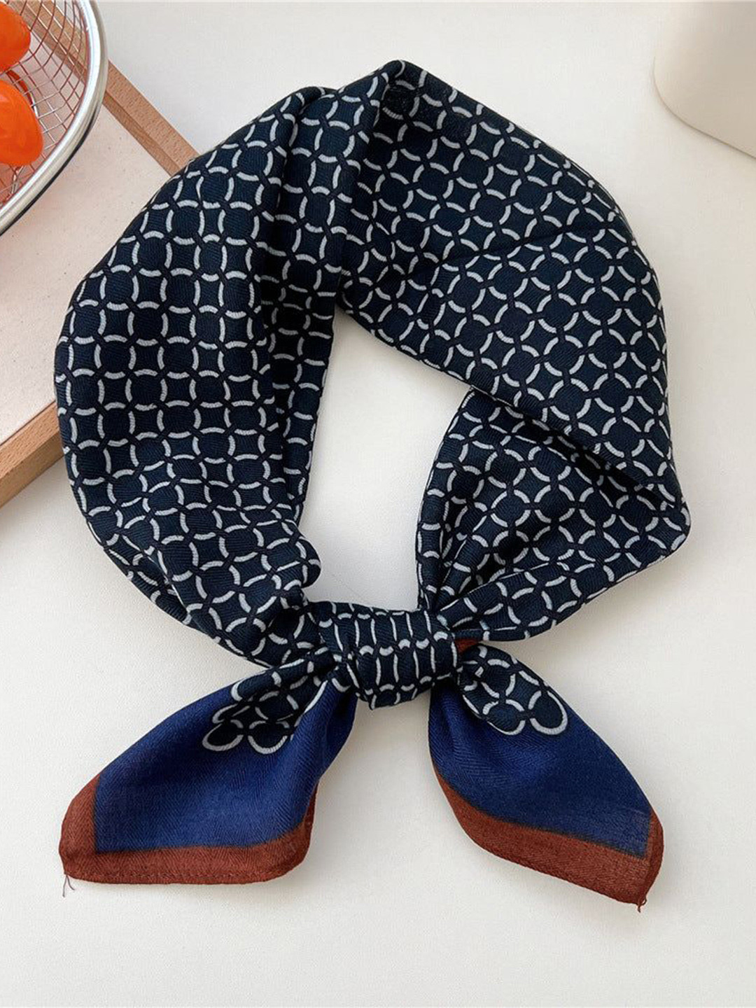 QUECY Women Cotton Ring chain Buckle Printed Scarf