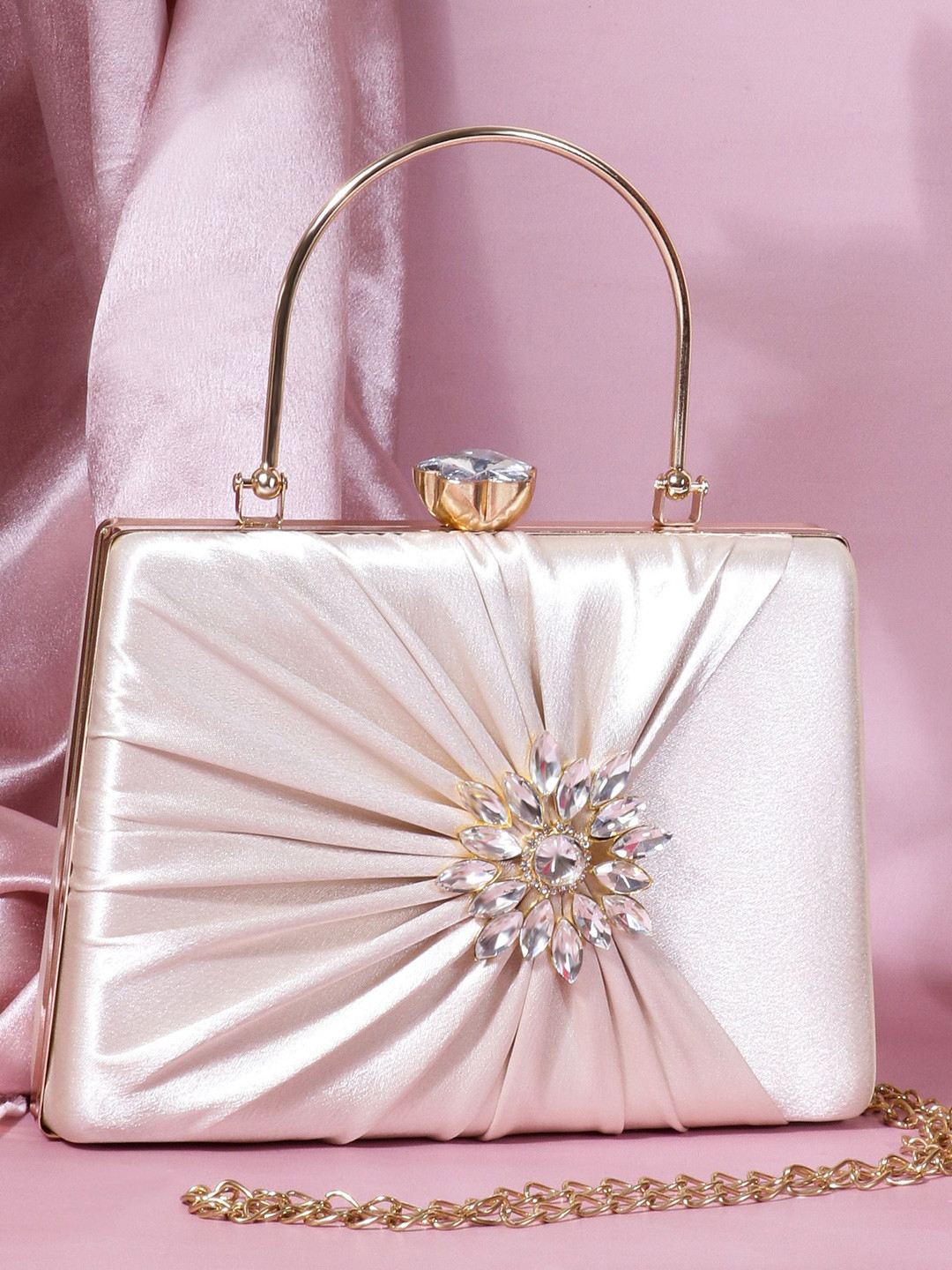 MISHA Crystal Bloom Textured Box Clutch