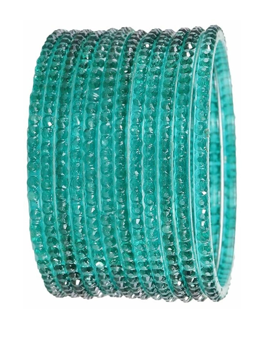 Guddan Set of 12 Radium Glass Crystal Bangles
