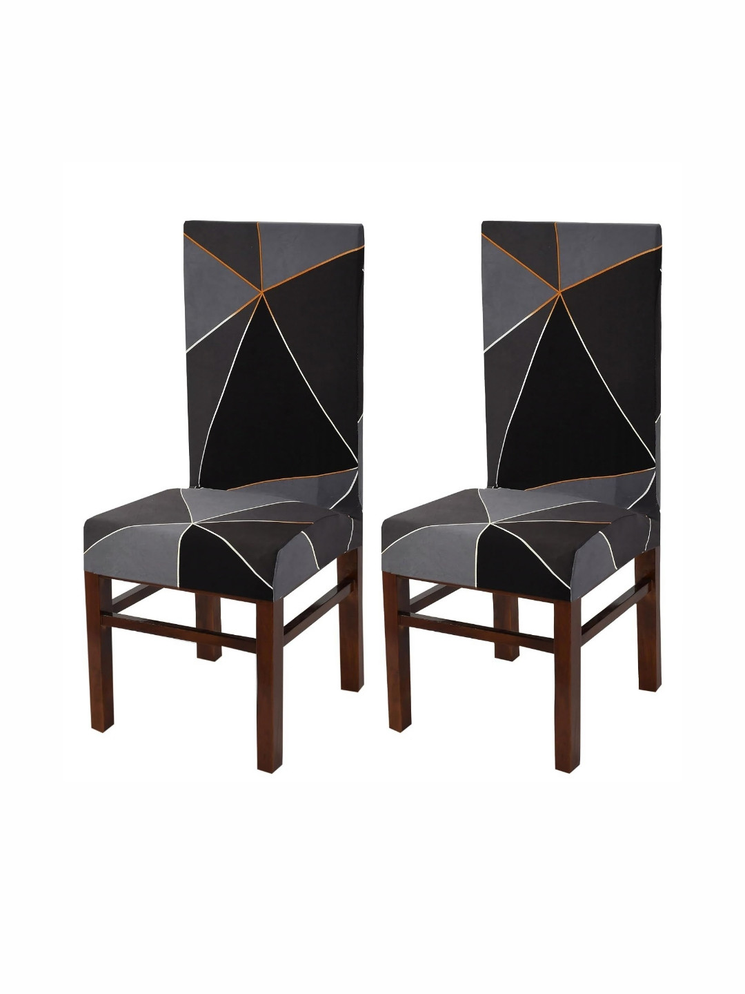 Yellow Weaves 2-Pcs Dark Grey Printed Chair Cover