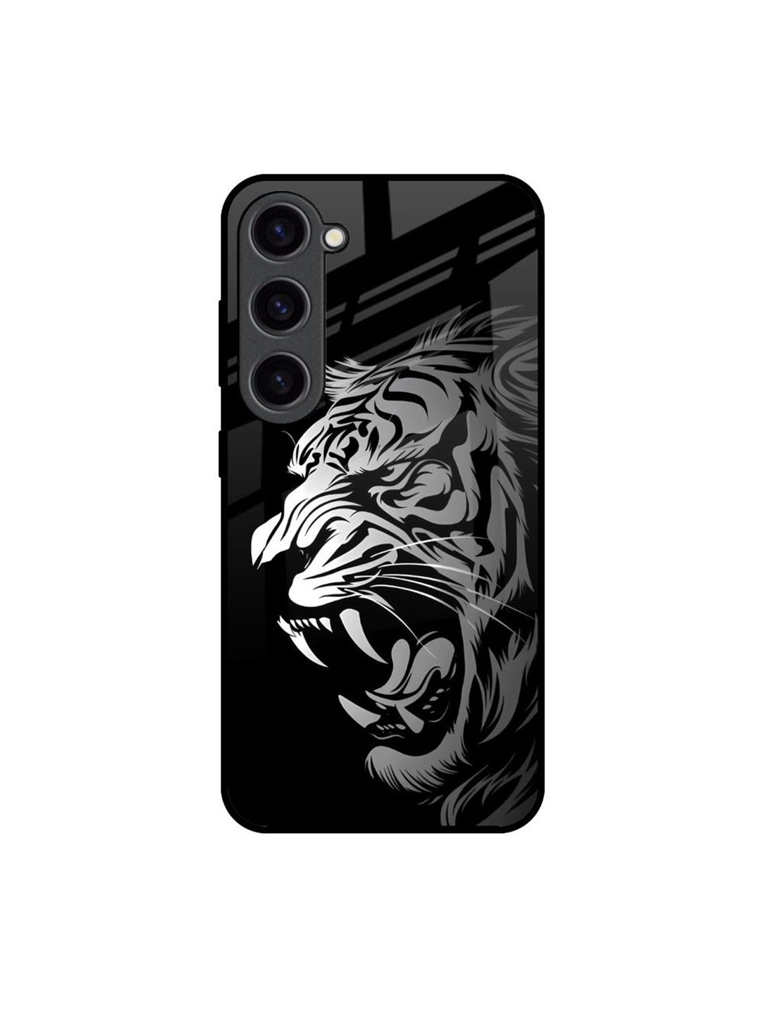 QRIOH Midnight Roar Printed Lightweight Silicone Samsung Galaxy S23 Glass Back Case