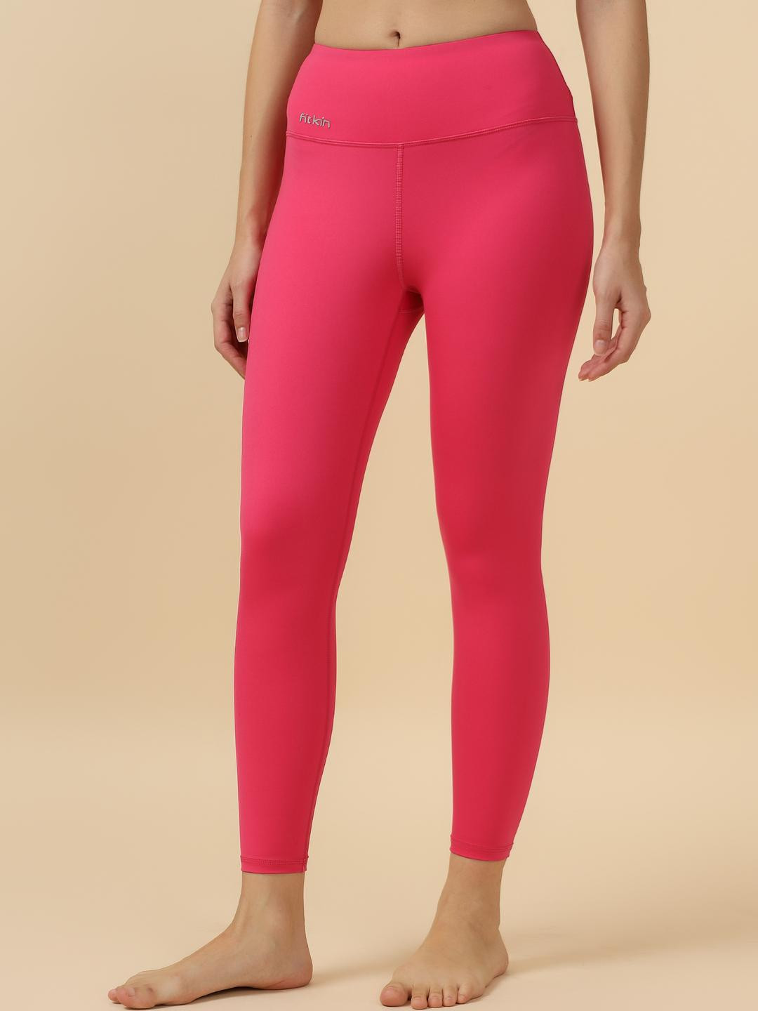 Fitkin Women High-Waist Core Tights with 4-Way Stretch