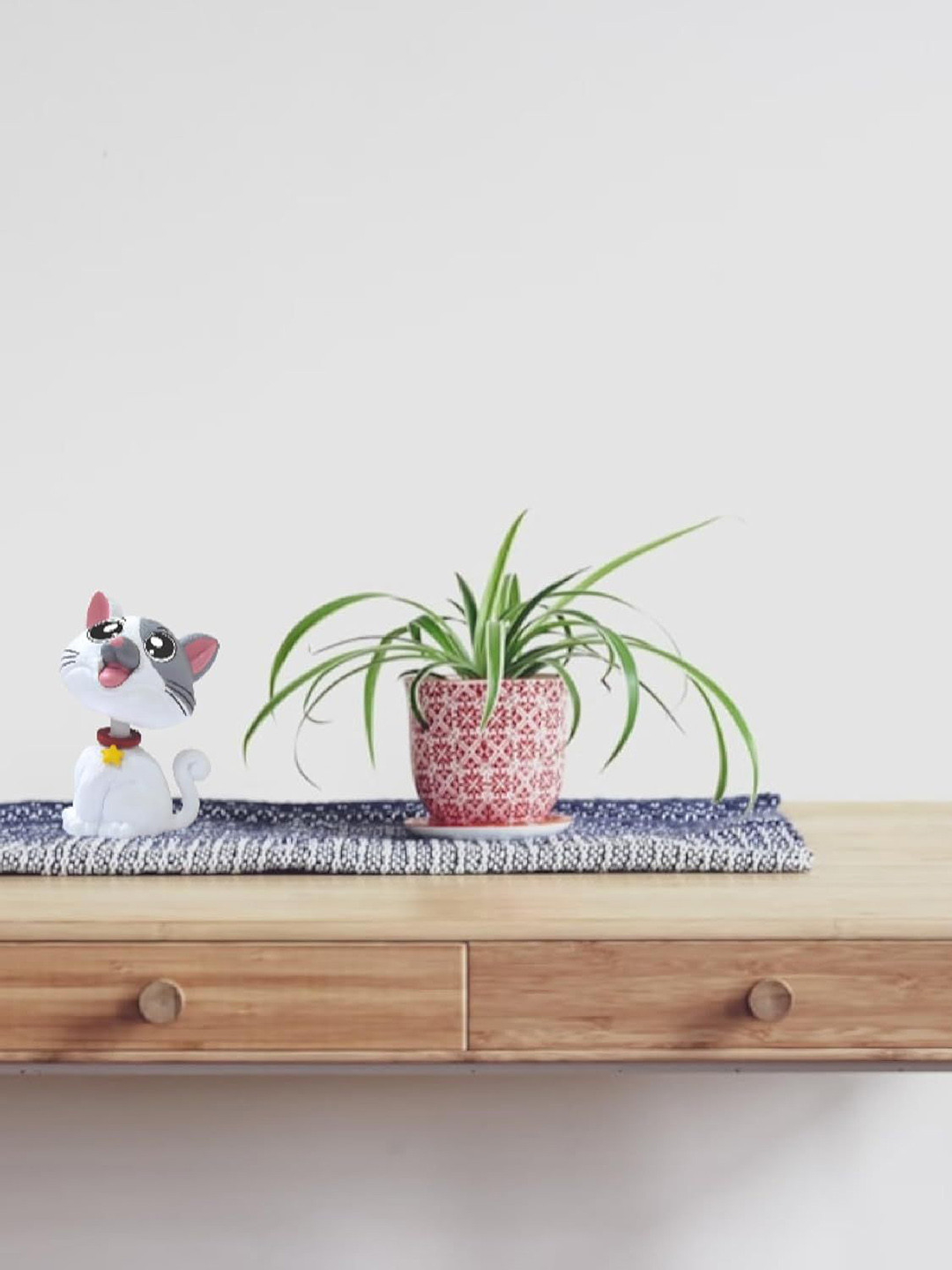 AUGEN White & Black Cute Cat Bobblehead Showpiece