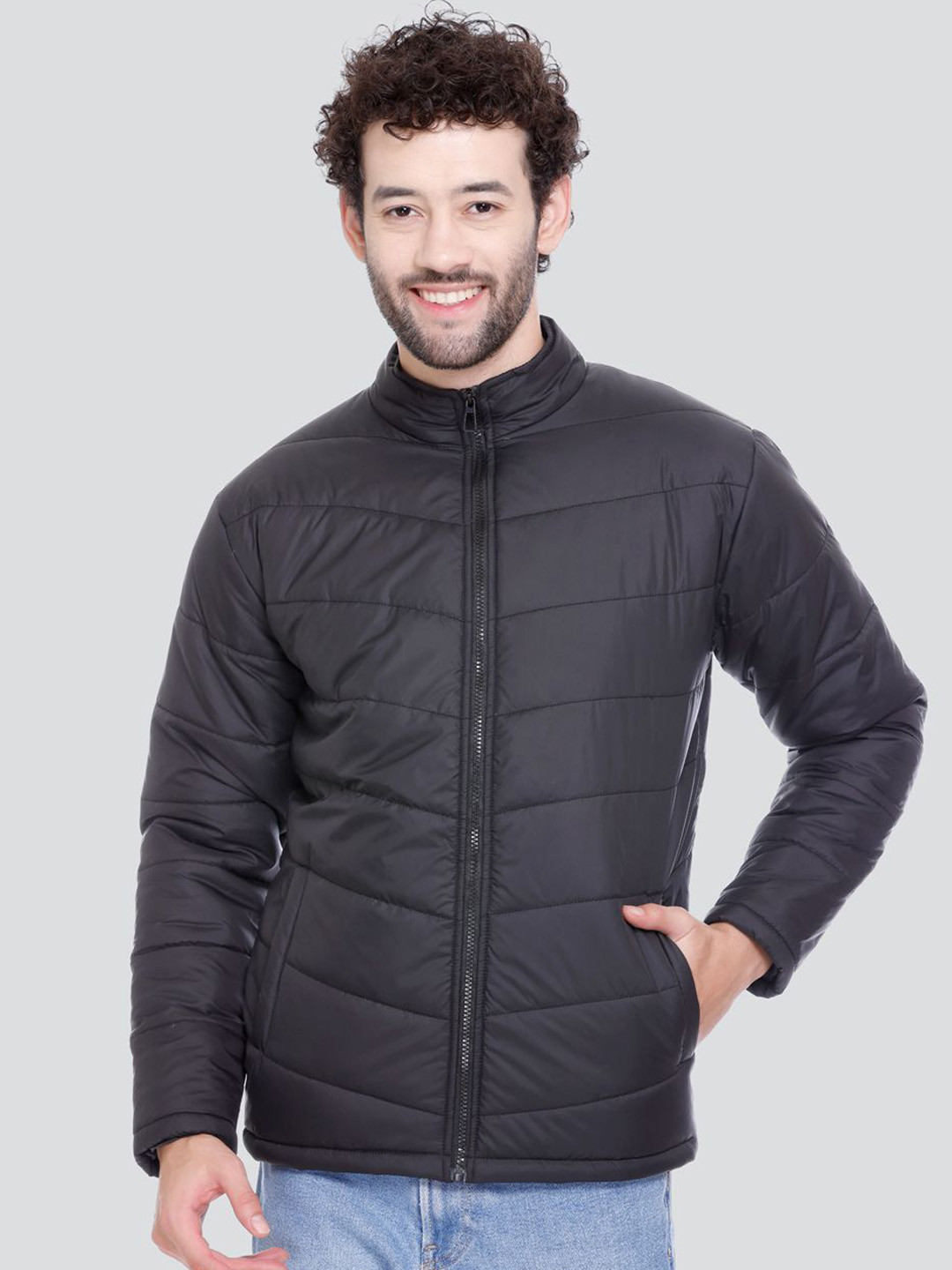 The Roadster Lifestyle Co Stand Collar Zipper Winter Jacket