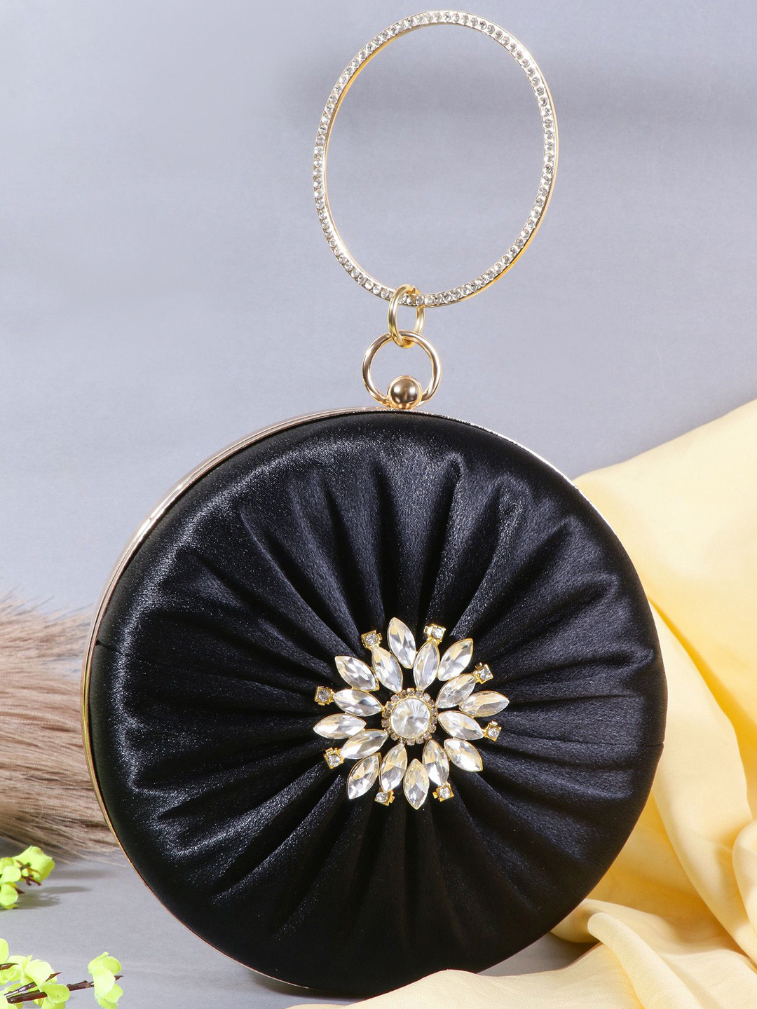 MISHA Radiant Bloom Embellished Textured Box Clutch