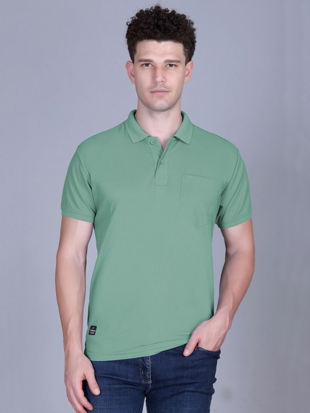 MOUNTAIN COLOURS Polo Collar Short Sleeves Pocket T-shirt