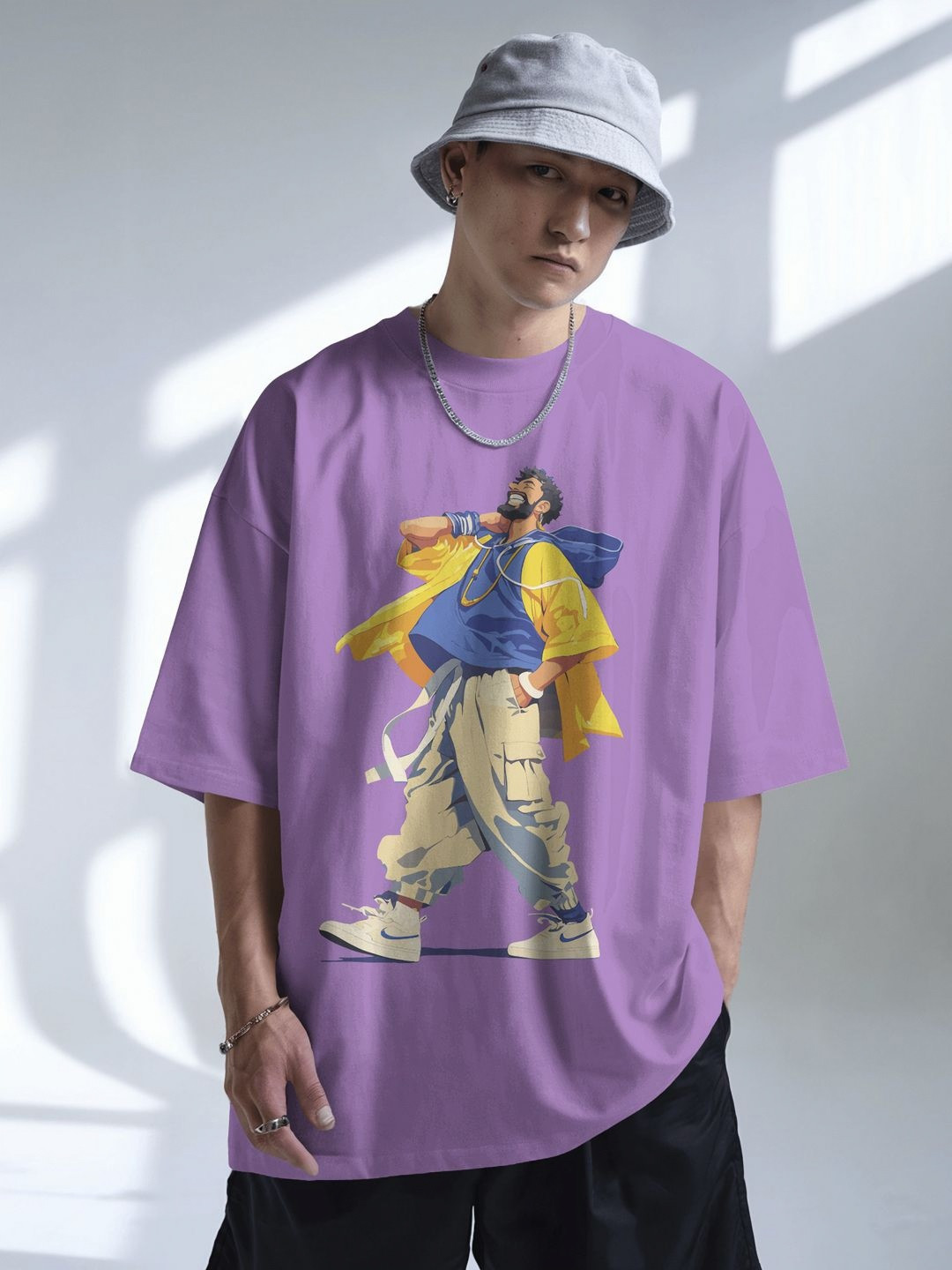 SENO TEX Men Graphic Printed Round Neck Cotton Oversized T-shirt