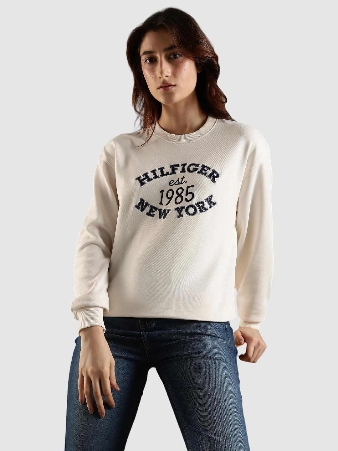 Tommy Hilfiger Usa Women Brand Logo Embroidered Round Neck Pullover