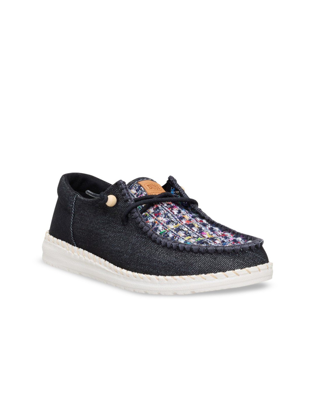 HEYDUDE Women Woven Design Round Toe Slip-On Sneakers Casual Shoes