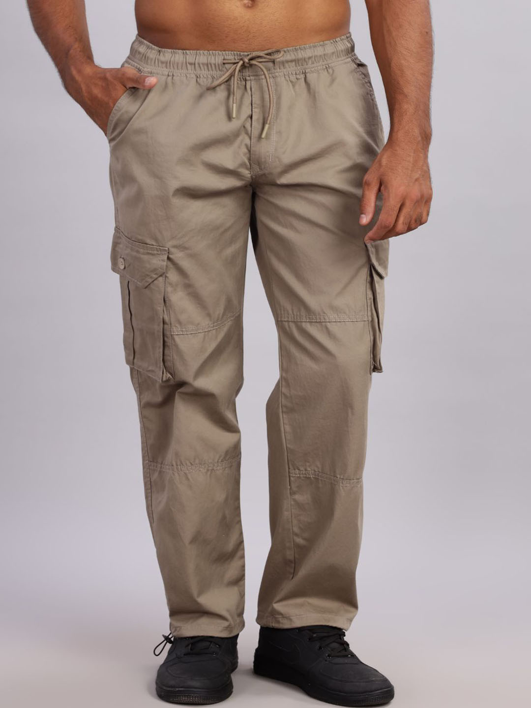 PAUL STREET Men Relaxed Baggy Fit Cotton Cargo Trousers