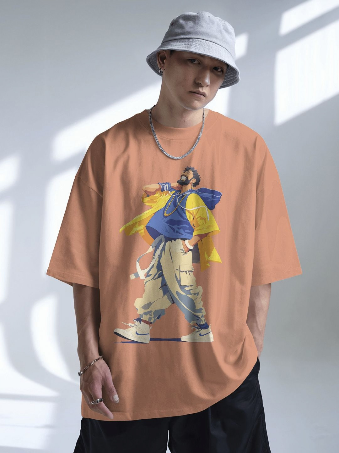 SENO TEX Men Graphic Printed Round Neck Cotton Oversized T-shirt