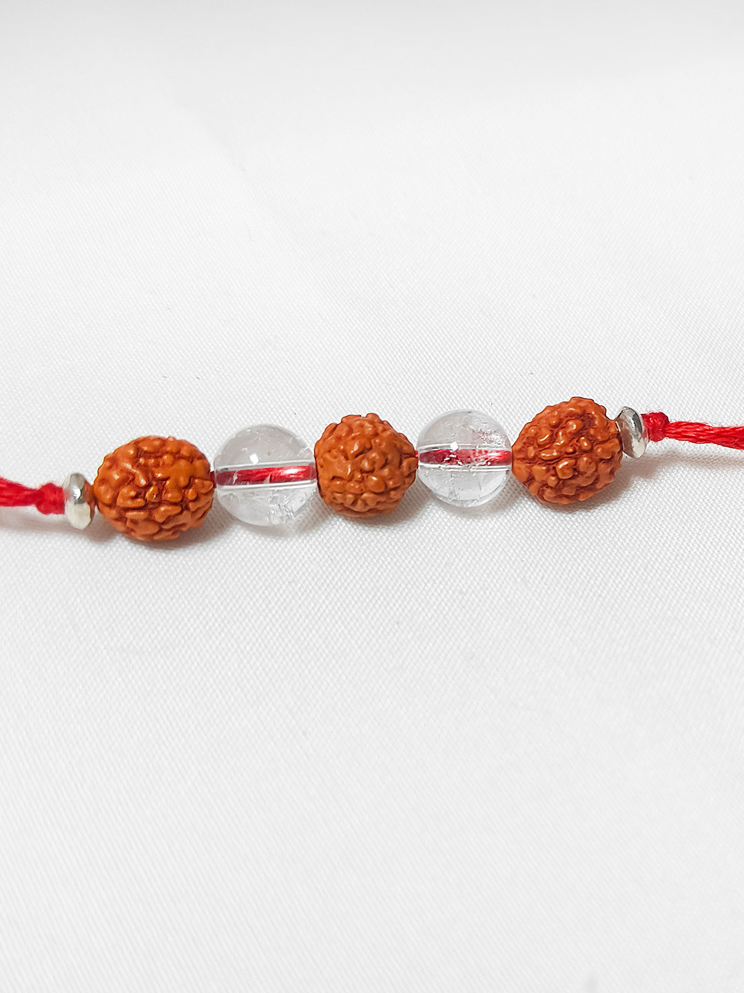 INARI SHINES 925 Silver Rudraksha & Sphatic Beaded Thread Rakhi