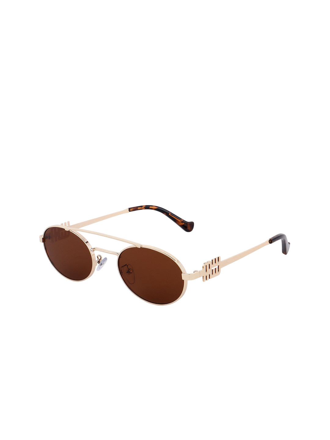 HASHTAG EYEWEAR Women Full Rim UV Protected Oval Sunglasses SEWA-168192-GLD-BRN