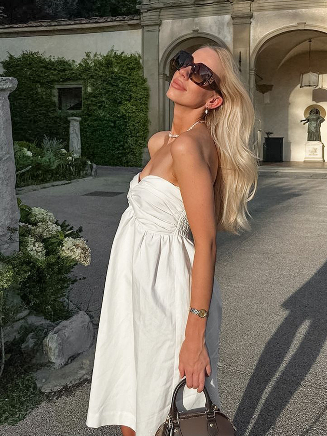 StyleCast Women Strapless Twisted Bust Mini Bandeau Dress