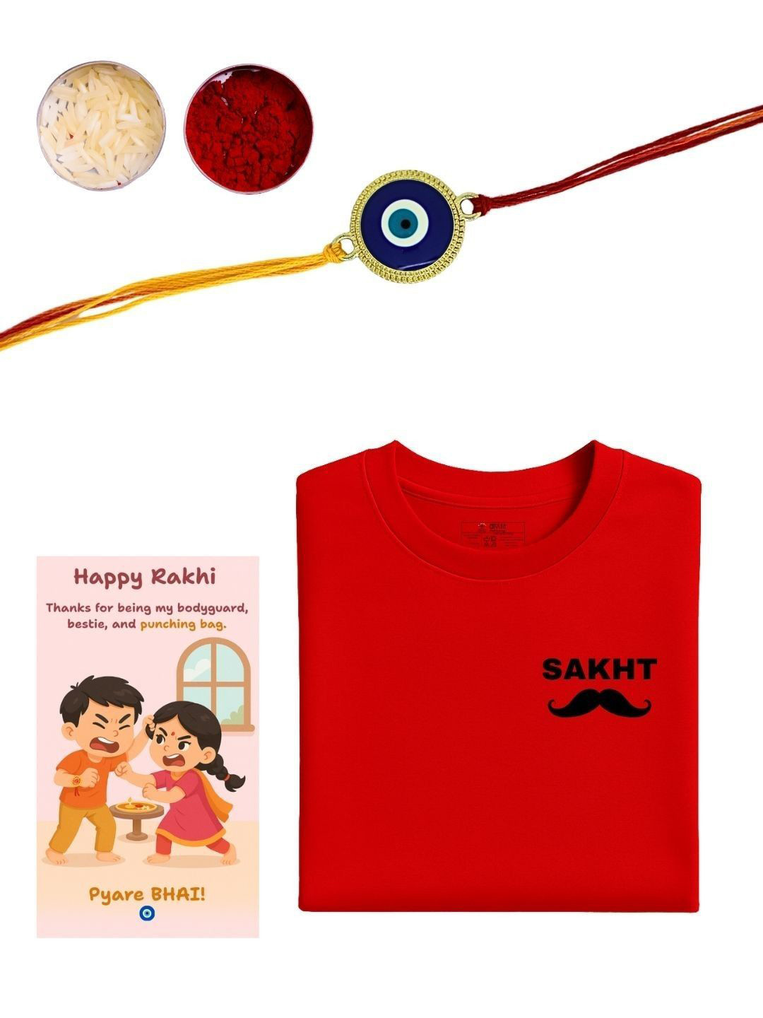 Anouk Evil Eye Rakhi Combo with T-Shirt