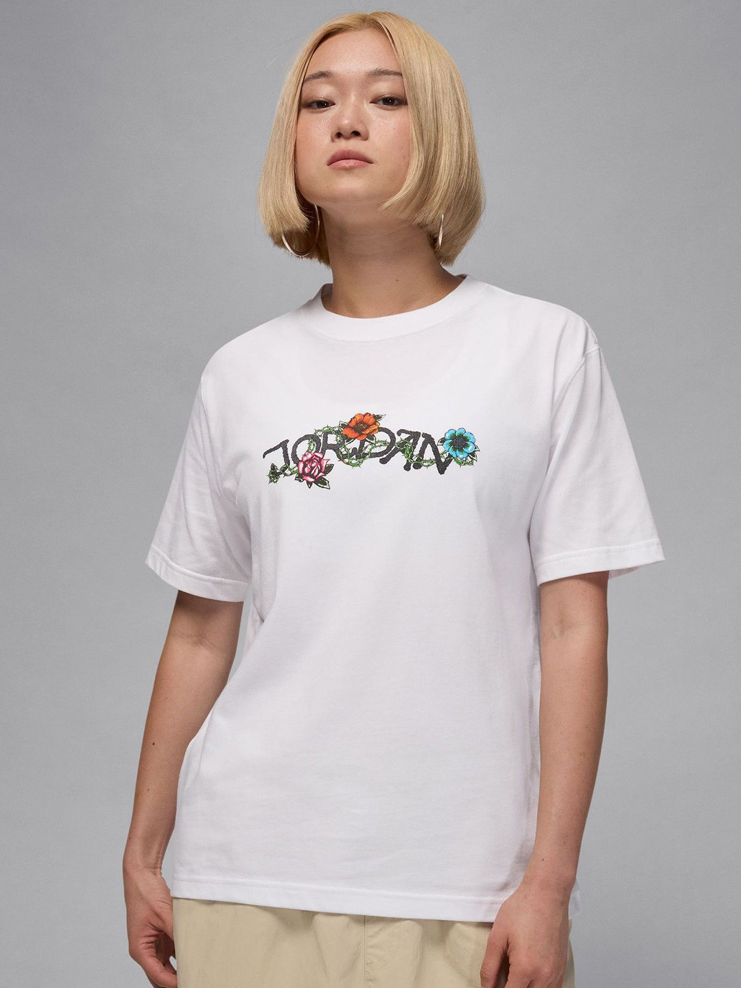 Nike Women Jordan Brooklyn Typography Tropical T-shirt